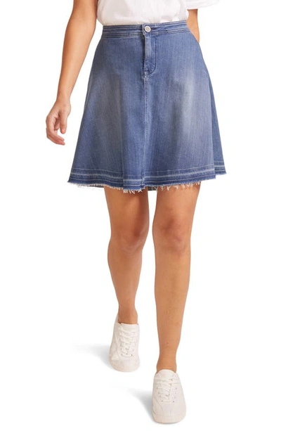 Shop Nydj Raw Release Hem A-line Denim Skirt In Lido