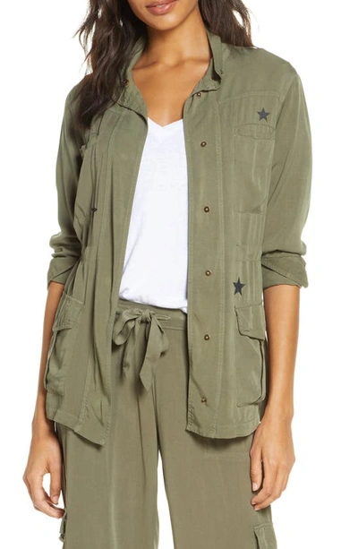 Shop Pj Salvage Weekend Warrior Star Print Jacket In Olive