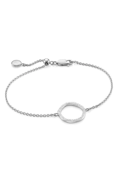 Shop Monica Vinader Riva Pave Diamond Circle Chain Bracelet In Silver/ Diamond
