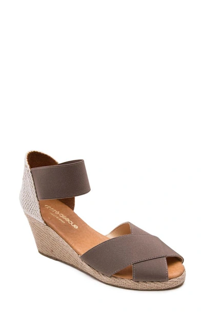 Shop Andre Assous Erika Espadrille Wedge In Taupe Fabric