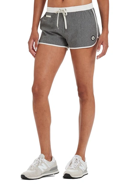 Shop Vuori Tavi Shorts In Grey Linen Texture