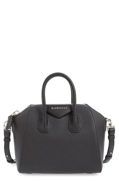 Shop Givenchy Mini Antigona Sugar Leather Satchel In Black