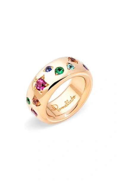 Shop Pomellato Iconica Large Multi Stone Ring In Rose Gold/ Multi
