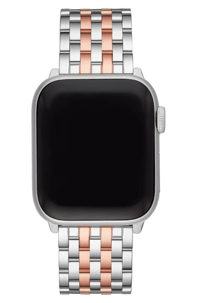 Shop Michele Apple Watch Bracelet Strap In Rose/ Silver
