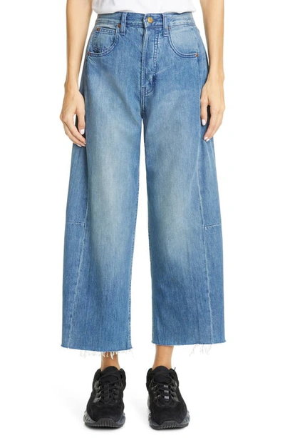 Shop B Sides Lasso Vintage Wide Leg Raw Hem Crop Jeans In Concord Wash