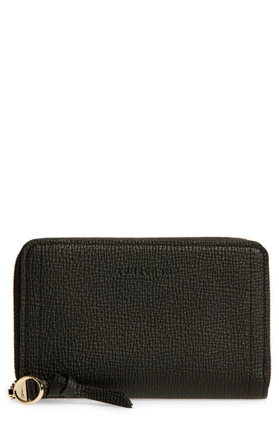 Shop Longchamp Mailbox Compact Leather Wallet In Black