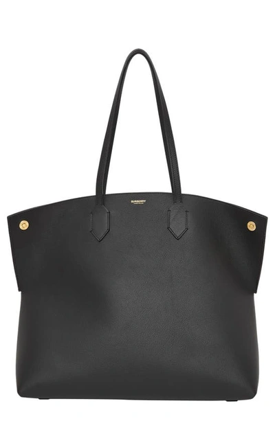 Shop Burberry Large Society Grainy Leather Tote In Black
