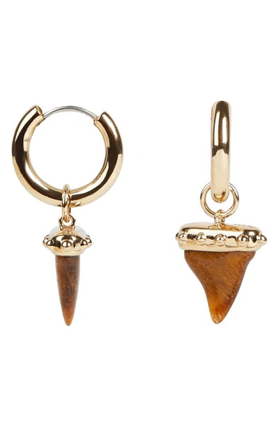 Shop Rebecca Minkoff Shark Tooth Huggie Hoop Earrings In Gold