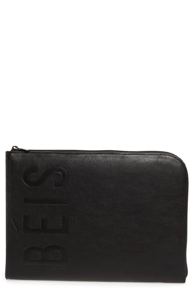 Shop Beis The Faux Leather Laptop Sleeve In Black
