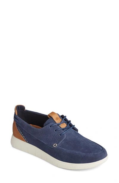 Shop Sperry Coastal Boat Shoe In Navy Plush Leather