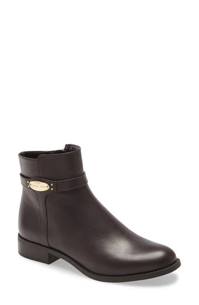 Shop Michael Michael Kors Finaly Flat Bootie In Chocolate Vachetta Leather