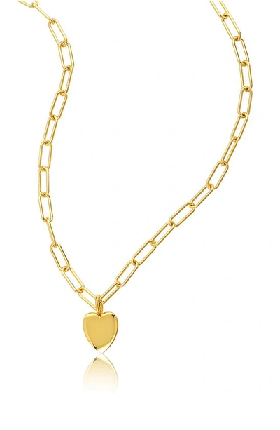 Shop Adornia Paper Clip Chain Heart Pendant Necklace In Yellow