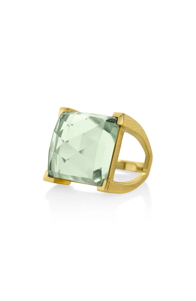 Shop Dean Davidson Icon Plaza Cushion Ring In Green Amethyst/gold