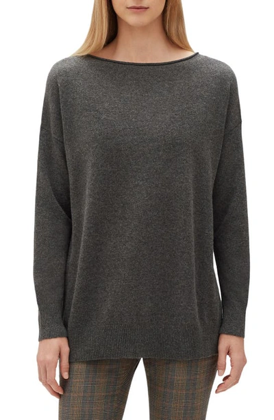 Shop Lafayette 148 Relaxed Cashmere Sweater In Graphite Melange