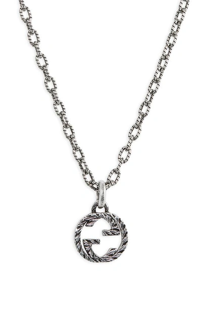 Shop Gucci Interlocking G Pendant Necklace In Silver