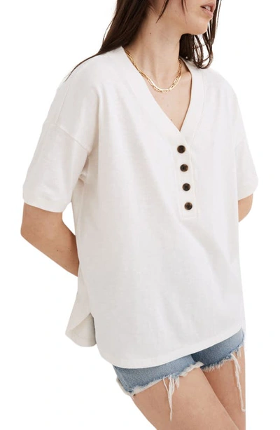Shop Madewell Relaxed Henley T-shirt In Lighthouse