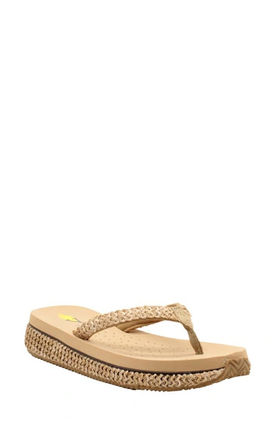 Shop Volatile Palau Platform Flip Flop In Tan Fabric