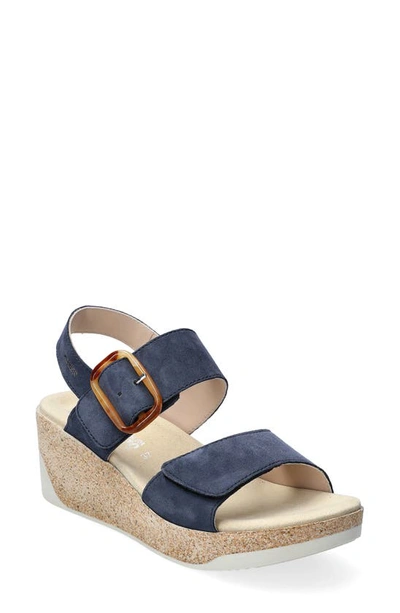 Shop Mephisto Giulia Wedge Sandal In Jeans Blue