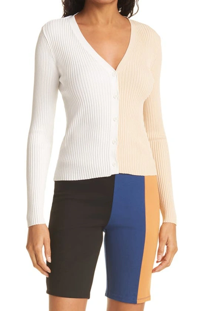 Shop Staud Cargo Colorblock Sweater In Biscotti/ White