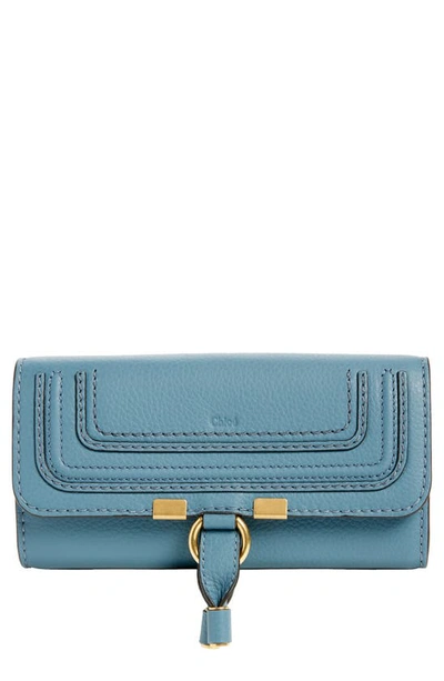 Shop Chloé Marcie Leather Flap Wallet In Mirage Blue