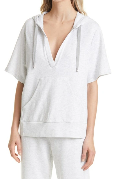 Shop Max Mara Milord Short Sleeve Hoodie In Light Grey