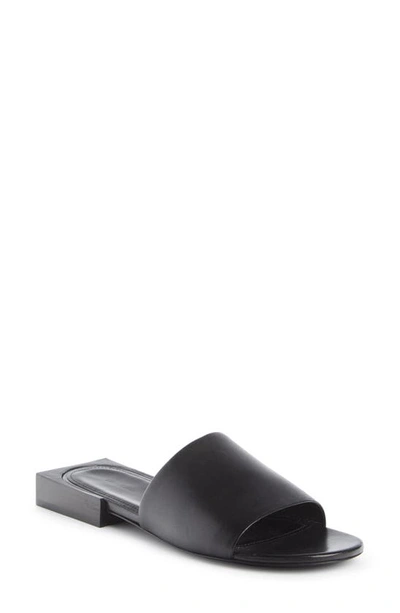 Balenciaga Box Logo-print Leather Slides In Black | ModeSens