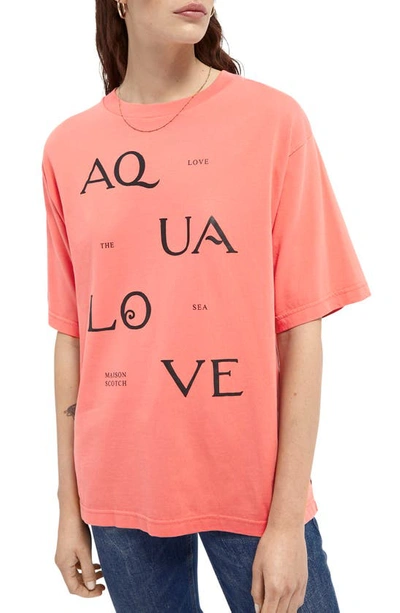 Shop Scotch & Soda Oversize Organic Cotton Graphic Tee In Coral