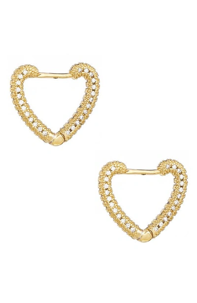 Shop Ettika Pavé Heart Huggie Earrings In Gold