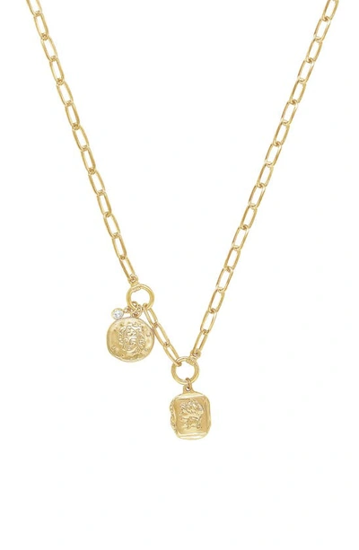 Shop Ettika Double Medallion Pendant Necklace In Gold