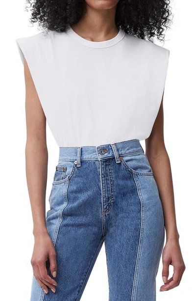 Shop French Connection Shoulder Pad Jersey T-shirt In Summer White