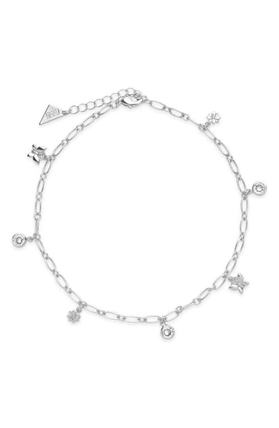 Shop Sterling Forever Butterfly & Blossom Charm Anklet In Silver