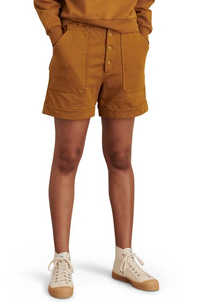 Shop Alex Mill Ambrose Cotton Fleece Shorts In Golden Khaki