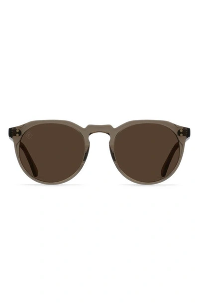 Shop Raen Remmy 49mm Polarized Round Sunglasses In Ghost/ Vibrant Brown Polar
