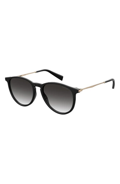 Shop Levi's 54mm Gradient Mirrored Round Sunglasses In Black/ Dark Grey