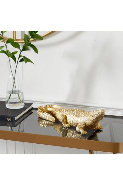 Shop Willow Row Goldtone Polystone Traditional Crocodile Sculpture
