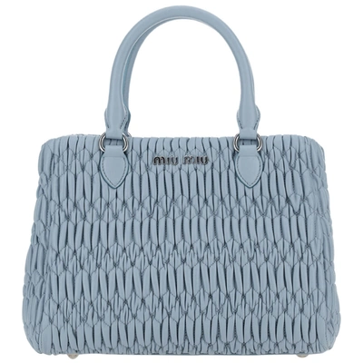 Shop Miu Miu Women's Handbag Shopping Bag Purse In In Pelle In Light Blue