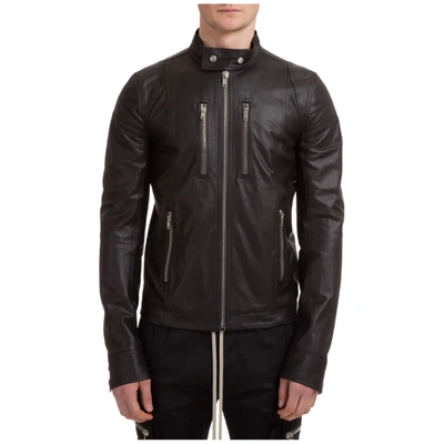 Shop Rick Owens Men's Leather Outerwear Jacket Blouson In Black