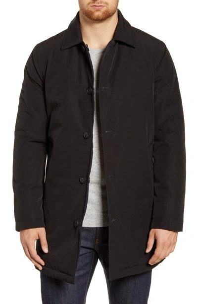 Shop Cole Haan Reversible Quilted Mac Coat In Black