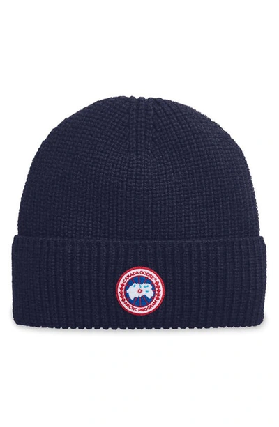Shop Canada Goose Arctic Disc Ribbed Toque Beanie In Navy Heather