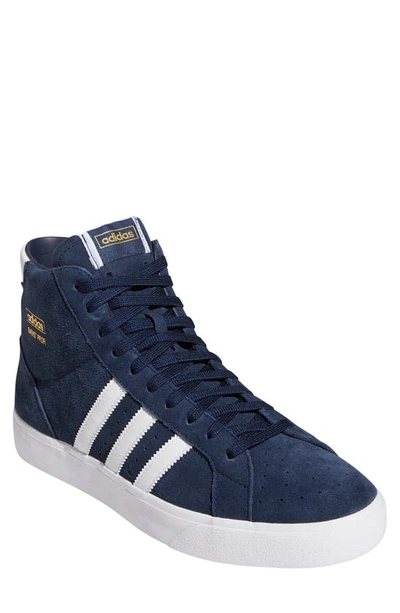 Adidas Originals Basket Profi High Top Sneakers In Navy Suede In Navy/  White/ Gold | ModeSens