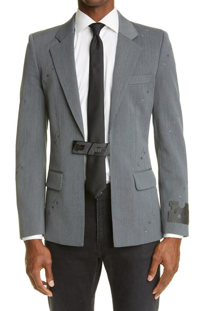 Shop Off-white Industrial Belt Blazer In Melange Grey