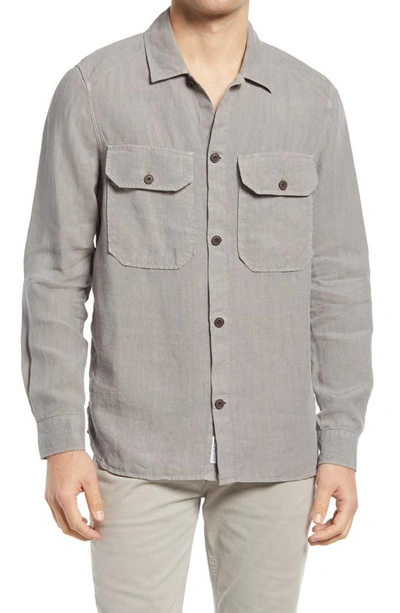 Shop Closed Army Linen Shirt Jacket In Cobble Grey