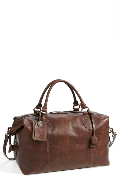 Shop Frye 'logan' Leather Overnight Bag In Dark Brown