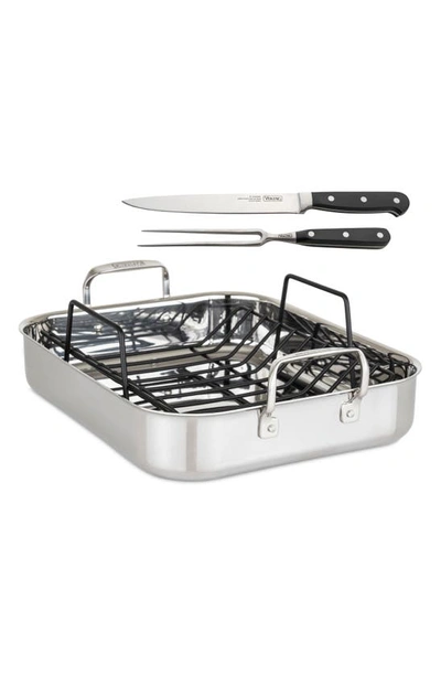 Shop Viking 3-ply Roasting Pan With Carving Set In Silver