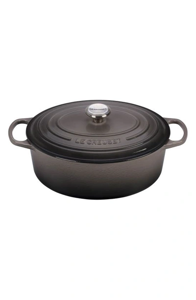 Shop Le Creuset Signature 6.75-quart Oval Enamel Cast Iron French/dutch Oven With Lid In Oyster
