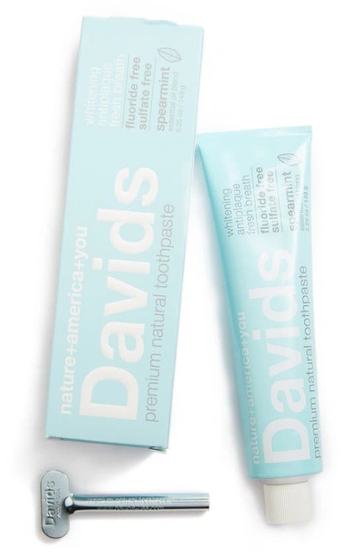 Shop Davids Natural Toothpaste Premium Natural Toothpaste & Metal Key In Spearmint