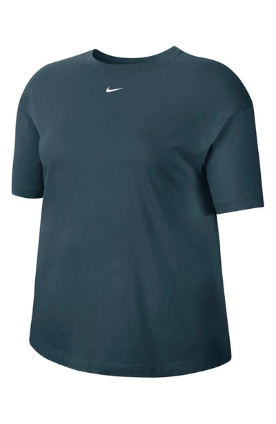 Shop Nike Sportswear Essential Crewneck T-shirt In Ash Green/ White