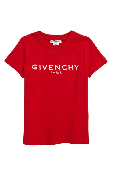Shop Givenchy Distressed Logo Graphic Tee In 991 Red