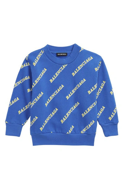 Shop Balenciaga Kids' Sporty Logo Sweatshirt In Blue/ Yellow