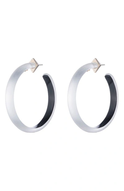 Shop Alexis Bittar Large Hoop Earrings In Silver